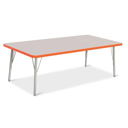 Jonti-Craft Berries Rectangle Activity Table, 30 in. x 60 in., E-height, Freckled Gray/Orange/Gray 6408JCE114